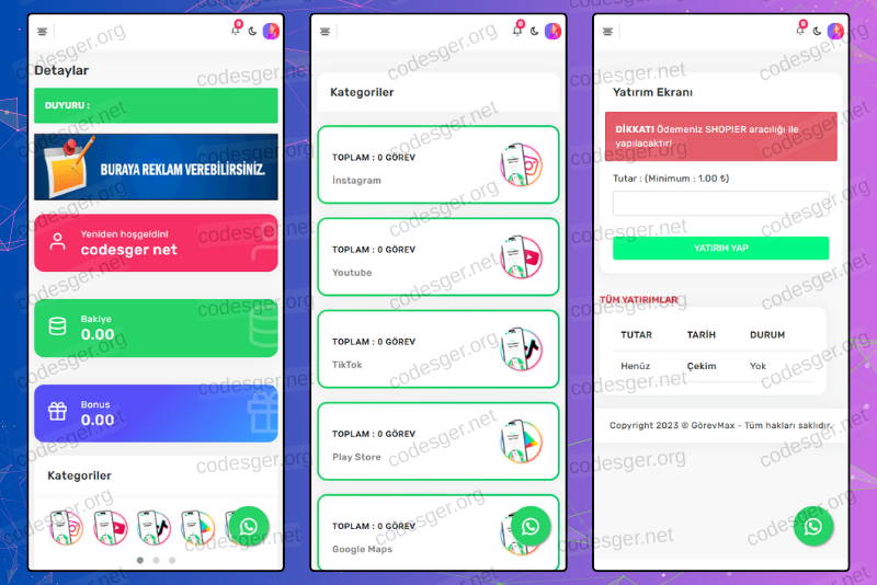 GörevMax Do task and earn money Investment PHP Script