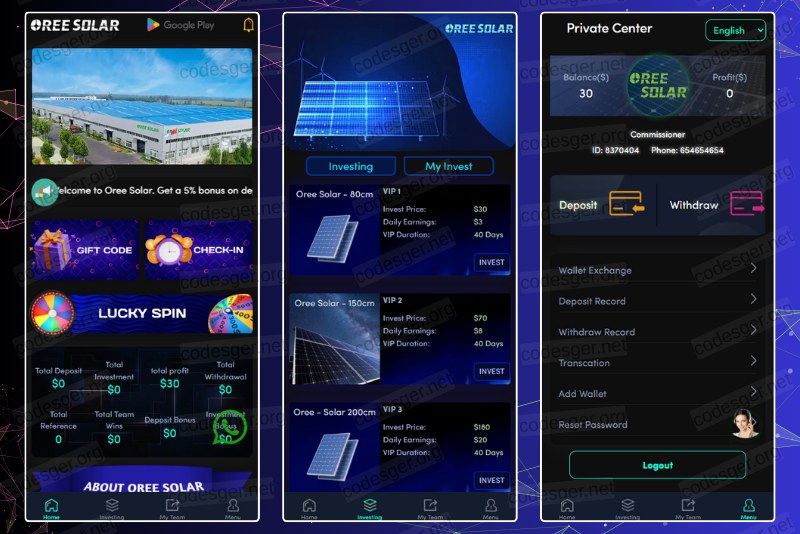 Oree Solar HYIP Investment PHP Script