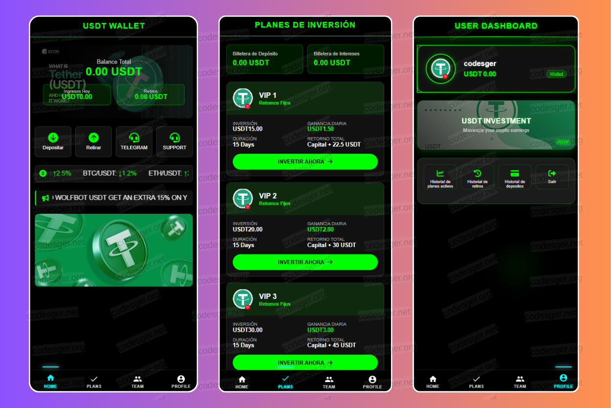 New version of USDT virtual money investment green theme system source code