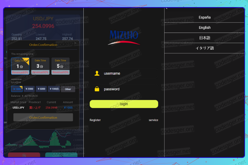 Overseas Japanese multi-language micro plate micro-transaction source code/foreign exchange micro-transaction source code Supported languages: English, Japanese, Spanish